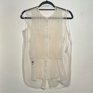 Dior Cream Sheer Blouse with Silk Tank size 36FR